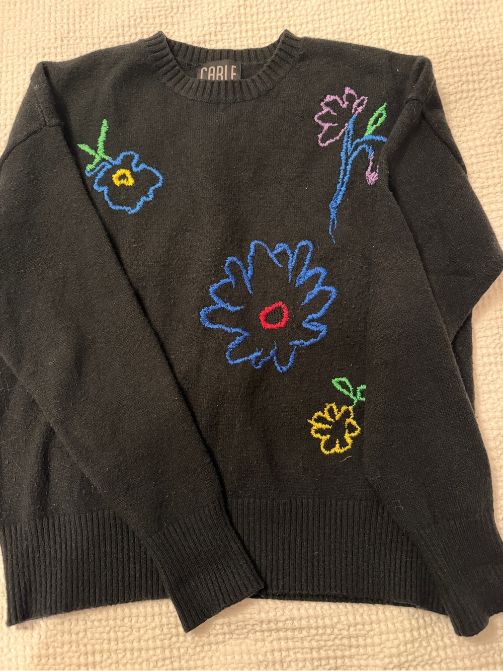 Black Floral Crewneck Sweater